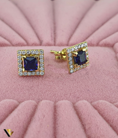 Cercei cu diamante - Cercei Aur 14k, Diamante 0.20 ct total, Safire