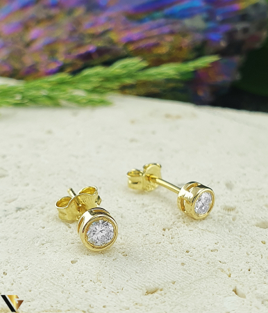 Cercei cu diamante - Cercei Aur 14k, Diamante 0.24 ct in total
