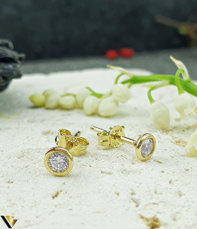 Cercei cu diamante - Cercei Aur 14k, Diamante 0.24 ct in total nou