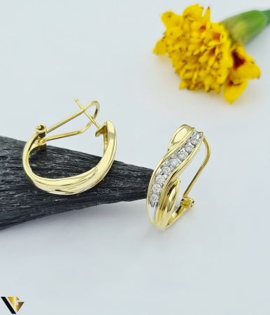 Cercei cu diamante - Cercei Aur 14k, Diamante 0.32 ct