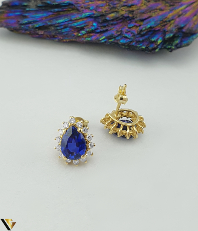 Cercei Aur 14k, Diamante 0.38 ct in total, Safire [1]