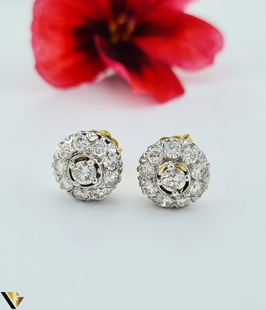 Cercei cu diamante - Cercei Aur 14k, Diamante 2.20 ct