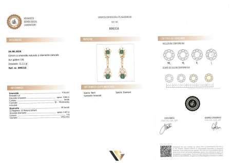 Cercei Aur 14k, Diamante 4.67 ct, Smaralde [5]