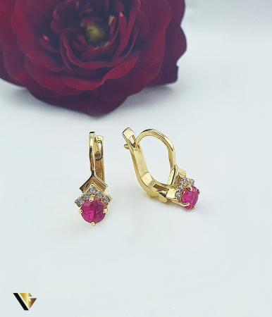 Cercei din aur - Cercei Aur 14k, Rubin