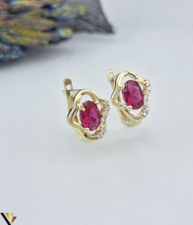 Cercei din aur - Cercei Aur 14k, Rubine