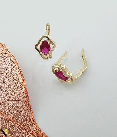 Cercei din aur - Cercei Aur 14K, Rubine