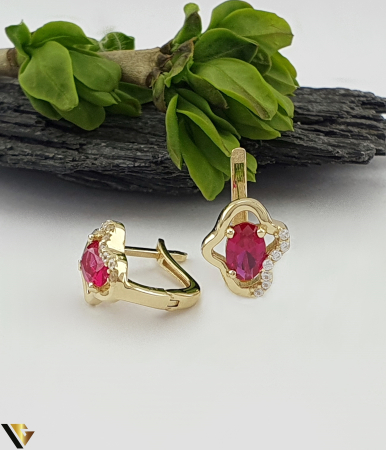 Bijuterii din aur - Cercei Aur 14k, Rubine