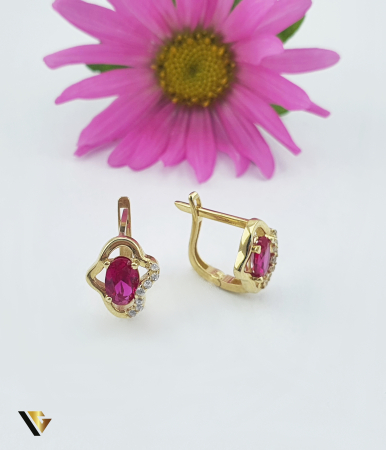 Cercei din aur - Cercei Aur 14k, Rubine