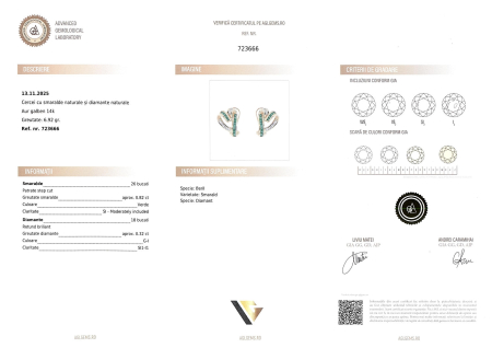 Cercei Aur 14k, Smaralde 0.82 ct, Diamante 0.32 ct [3]