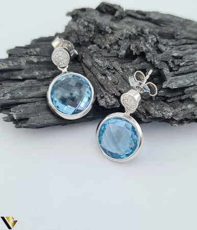 Cercei - Cercei Aur 14k, Topaze , Diamante 0.07 ct