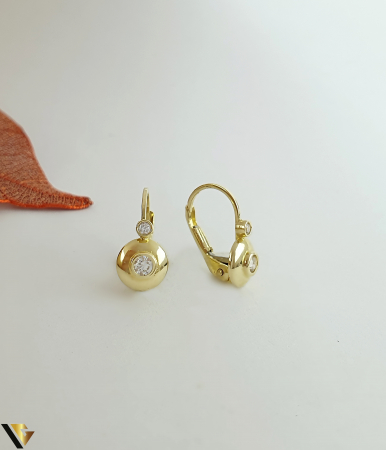 Cercei din aur - Cercei Aur 14K, Zirconiu
