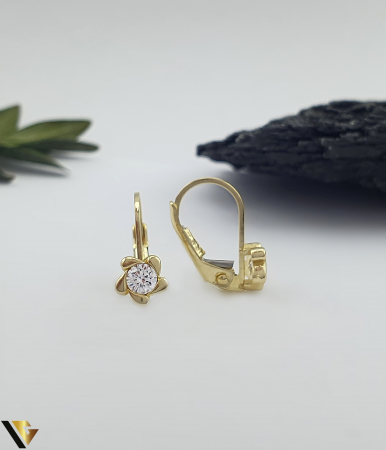 Cercei din aur - Cercei Aur 14K, Zirconiu