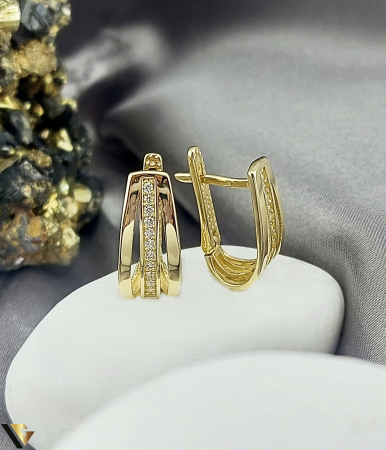 Cercei din aur - Cercei Aur 14K, Zirconiu