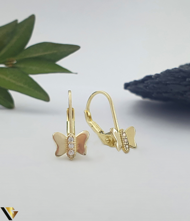 Cercei din aur - Cercei Aur 14K, Zirconiu