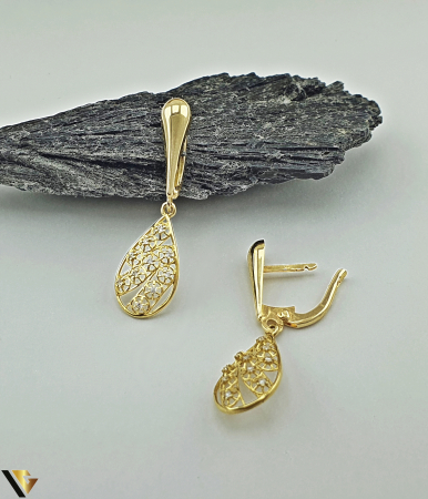 Cercei din aur - Cercei Aur 14K, Zirconiu
