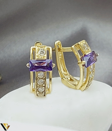 Cercei din aur - Cercei Aur 14K, Zirconiu