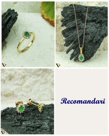 Cercei Aur 18k, Diamante 0.20 ct, Smaralde 0.34 ct [3]