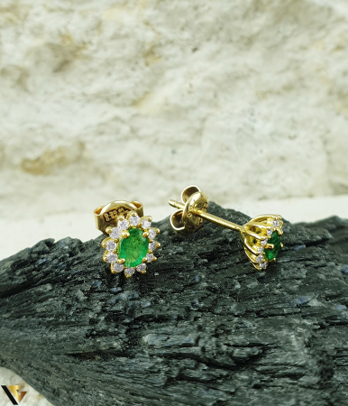 Cercei Aur 18k, Diamante 0.20 ct, Smaralde 0.34 ct [0]