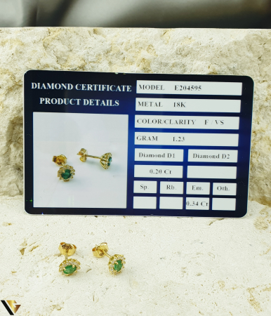 Cercei Aur 18k, Diamante 0.20 ct, Smaralde 0.34 ct [2]