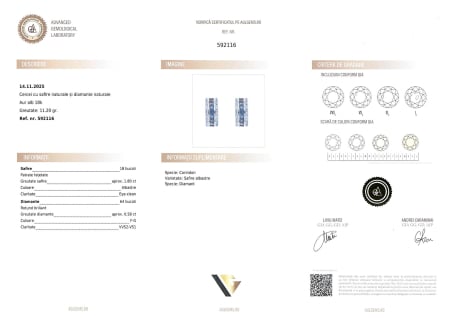 Cercei Aur 18k, Safire 1.80 ct, Diamante 0.58 ct [3]