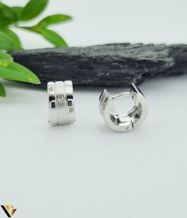 Bijuterii din aur - Cercei Aur Alb 14k, Diamante 0.09 ct