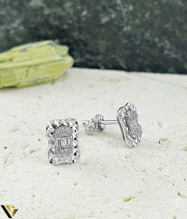 Cercei Aur Alb 14k, Diamante 0.12 ct in total [0]