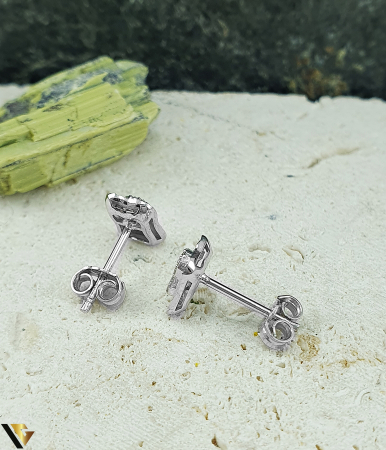 Cercei Aur Alb 14k, Diamante 0.12 ct in total [1]