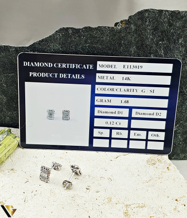Cercei Aur Alb 14k, Diamante 0.12 ct in total [2]