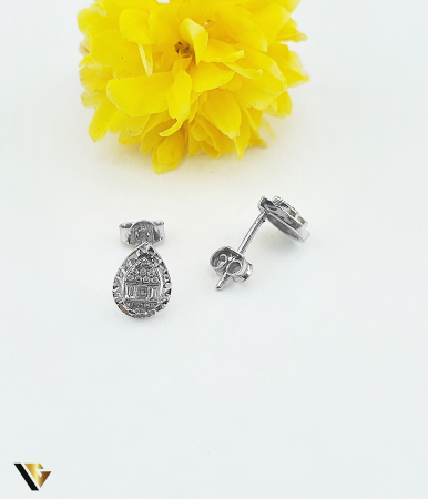 Cercei Aur Alb 14k, Diamante 0.14 ct [1]