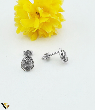 Bijuterii din aur - Cercei Aur Alb 14k, Diamante 0.14 ct