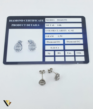 Cercei Aur Alb 14k, Diamante 0.14 ct [2]