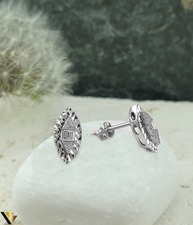 Bijuterii din aur - Cercei Aur Alb 14k, Diamante 0.14 ct in total