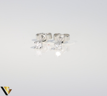 Cercei Aur Alb 14k, Diamante 0.15 ct [2]