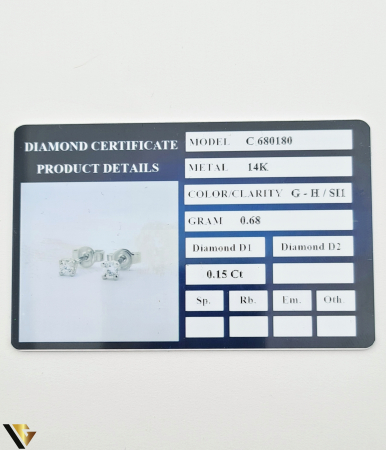 Cercei Aur Alb 14k, Diamante 0.15 ct [3]