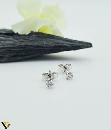 Bijuterii din aur - Cercei Aur Alb 14k, Diamante 0.15 ct