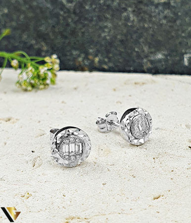 Cercei Aur Alb 14k, Diamante 0.16 ct in total [0]