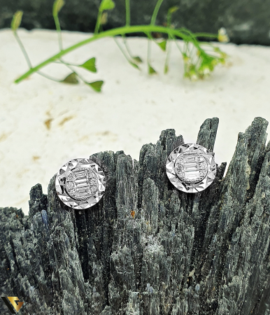 Cercei Aur Alb 14k, Diamante 0.16 ct in total [2]