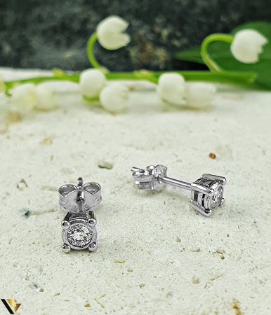 Cercei Aur Alb 14k, Diamante 0.18 ct in total [0]