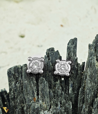 Cercei Aur Alb 14k, Diamante 0.18 ct in total [1]