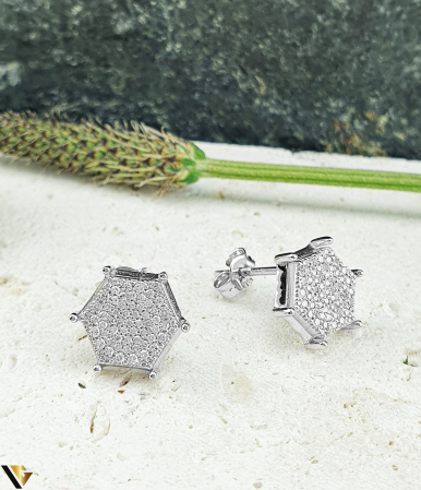 Cercei cu diamante - Cercei Aur Alb 14k, Diamante 0.28 ct in total