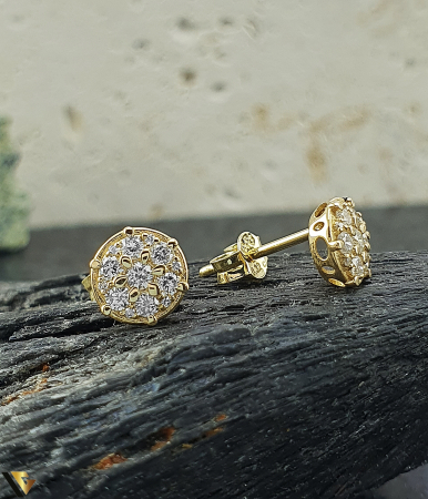Cercei cu diamante - Cercei Aur Alb 14k, Diamante 0.32 ct in total floare