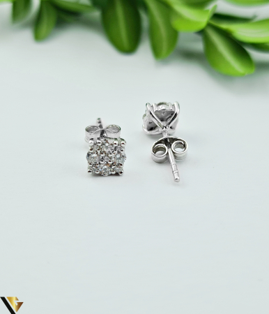 Cercei cu diamante - Cercei Aur Alb 14k ,Diamante 0.42 ct