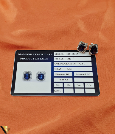 Cercei Aur Alb 14k, Diamante 0.48 CT, Safire [3]