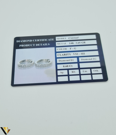 Cercei Aur Alb 14k, Diamante 0.60 ct [5]