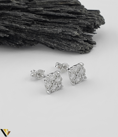 Cercei cu diamante - Cercei Aur Alb 14k, Diamante 0.66 ct