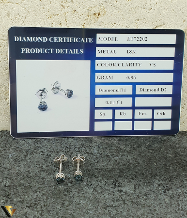 Cercei Aur Alb 18k, Diamante 0.14 ct [2]