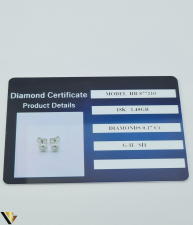 Cercei Aur Alb 18k, Diamante 0.17 ct [2]