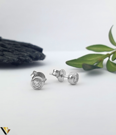 Cercei cu diamante - Cercei Aur Alb 18k, Diamante 0.21 ct
