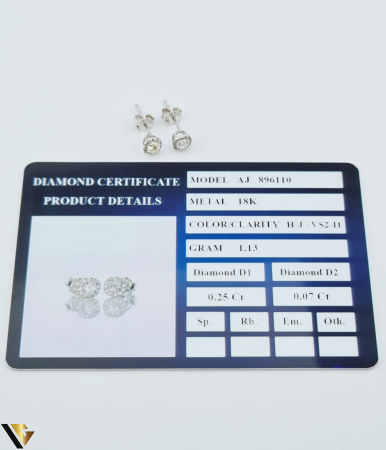Cercei Aur Alb 18k, Diamante 0.32 ct [5]