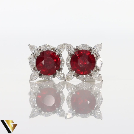Cercei Aur Alb 18k, Diamante 0.48 ct si Rubine 1.52 ct [1]